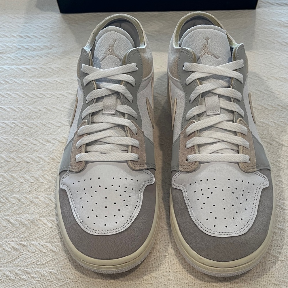 Air Jordan 1 Low SE Craft Gray, Tan and White Sneakers